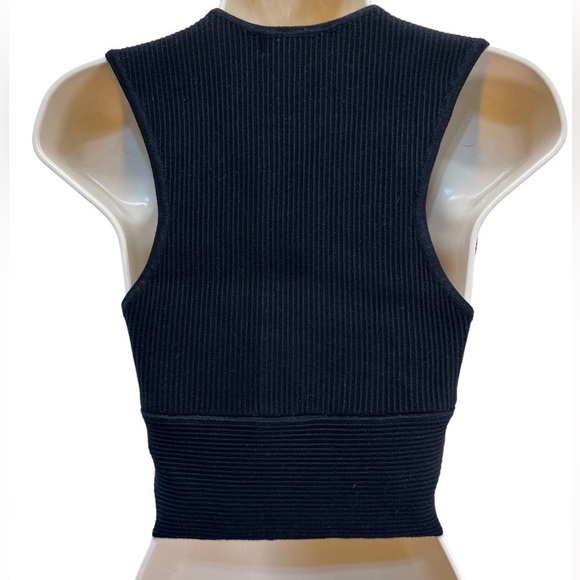 HOUSE OF HARLOW 1960 Black Deep V-neck Cropped Compression Knit Top - Picture 8 of 8